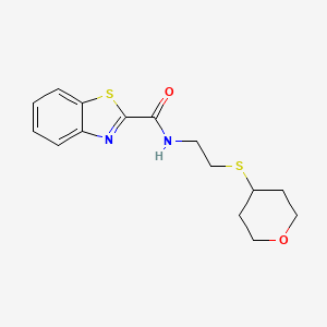 molecular formula C15H18N2O2S2 B2442840 N-[2-(oxan-4-ylsulfanyl)ethyl]-1,3-benzothiazole-2-carboxamide CAS No. 2034424-05-8