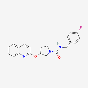 molecular formula C21H20FN3O2 B2442845 N-(4-fluorobenzyl)-3-(quinolin-2-yloxy)pyrrolidine-1-carboxamide CAS No. 2034494-15-8