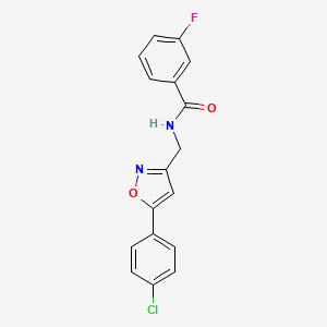 molecular formula C17H12ClFN2O2 B2442867 N-((5-(4-chlorophenyl)isoxazol-3-yl)methyl)-3-fluorobenzamide CAS No. 946340-81-4