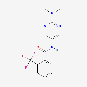 molecular formula C14H13F3N4O B2442955 N-[2-(dimethylamino)pyrimidin-5-yl]-2-(trifluoromethyl)benzamide CAS No. 1396629-16-5