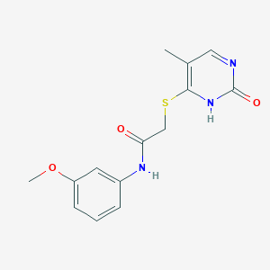 molecular formula C14H15N3O3S B2442976 N-(3-methoxyphenyl)-2-((5-methyl-2-oxo-1,2-dihydropyrimidin-4-yl)thio)acetamide CAS No. 898421-63-1