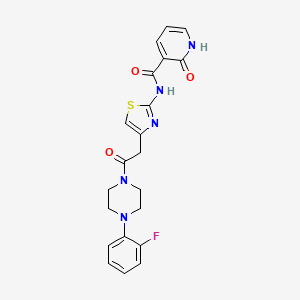 molecular formula C21H20FN5O3S B2443012 N-(4-(2-(4-(2-fluorophenyl)piperazin-1-yl)-2-oxoethyl)thiazol-2-yl)-2-oxo-1,2-dihydropyridine-3-carboxamide CAS No. 946335-91-7