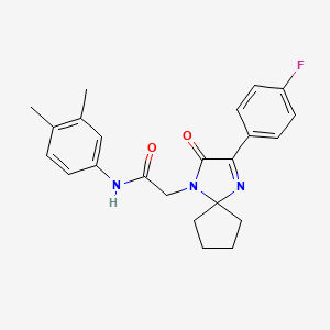 molecular formula C23H24FN3O2 B2443023 n-(3,4-dimethylphenyl)-2-[3-(4-fluorophenyl)-2-oxo-1,4-diazaspiro[4.4]non-3-en-1-yl]acetamide CAS No. 872207-18-6