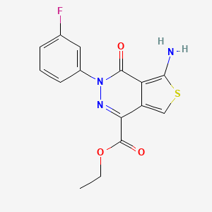 molecular formula C15H12FN3O3S B2443025 Ethyl 5-amino-3-(3-fluorophenyl)-4-oxothieno[3,4-d]pyridazine-1-carboxylate CAS No. 1105189-90-9