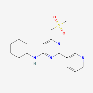 molecular formula C17H22N4O2S B2443030 N-cyclohexyl-6-[(methylsulfonyl)methyl]-2-(3-pyridinyl)-4-pyrimidinamine CAS No. 338967-54-7