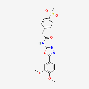 molecular formula C19H19N3O6S B2443123 N-(5-(3,4-dimethoxyphenyl)-1,3,4-oxadiazol-2-yl)-2-(4-(methylsulfonyl)phenyl)acetamide CAS No. 941971-99-9