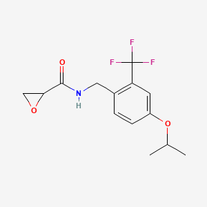 molecular formula C14H16F3NO3 B2443191 N-[[4-Propan-2-yloxy-2-(trifluoromethyl)phenyl]methyl]oxirane-2-carboxamide CAS No. 2418642-84-7