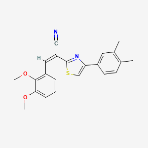molecular formula C22H20N2O2S B2443196 (Z)-3-(2,3-dimethoxyphenyl)-2-(4-(3,4-dimethylphenyl)thiazol-2-yl)acrylonitrile CAS No. 476671-48-4