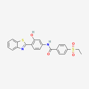 molecular formula C22H18N2O4S2 B2443209 N-[4-(1,3-benzothiazol-2-yl)-3-hydroxyphenyl]-4-(ethanesulfonyl)benzamide CAS No. 946349-58-2