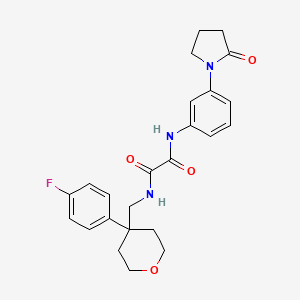 molecular formula C24H26FN3O4 B2443261 N'-{[4-(4-fluorophenyl)oxan-4-yl]methyl}-N-[3-(2-oxopyrrolidin-1-yl)phenyl]ethanediamide CAS No. 1251561-55-3