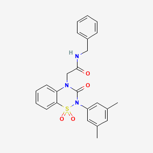 molecular formula C24H23N3O4S B2443311 N-benzyl-2-(2-(3,5-dimethylphenyl)-1,1-dioxido-3-oxo-2H-benzo[e][1,2,4]thiadiazin-4(3H)-yl)acetamide CAS No. 941924-10-3