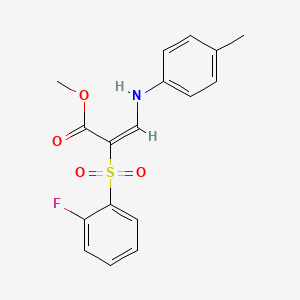 molecular formula C17H16FNO4S B2443314 methyl (2E)-2-[(2-fluorophenyl)sulfonyl]-3-[(4-methylphenyl)amino]acrylate CAS No. 1327174-45-7