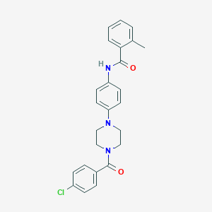molecular formula C25H24ClN3O2 B244332 N-[4-[4-(4-chlorobenzoyl)piperazin-1-yl]phenyl]-2-methylbenzamide 
