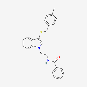 molecular formula C25H24N2OS B2443335 N-(2-(3-((4-methylbenzyl)thio)-1H-indol-1-yl)ethyl)benzamide CAS No. 532969-50-9