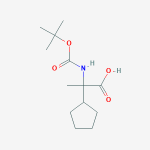 molecular formula C13H23NO4 B2443363 2-cyclopentyl-2-[(2-methylpropan-2-yl)oxycarbonylamino]propanoic acid CAS No. 1824232-94-1