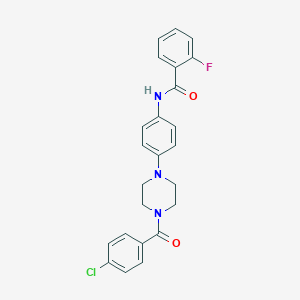 molecular formula C24H21ClFN3O2 B244337 N-[4-[4-(4-chlorobenzoyl)piperazin-1-yl]phenyl]-2-fluorobenzamide 