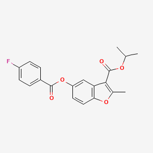 molecular formula C20H17FO5 B2443397 Isopropyl 5-((4-fluorobenzoyl)oxy)-2-methylbenzofuran-3-carboxylate CAS No. 383899-61-4