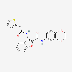 molecular formula C23H18N2O5S B2443439 N-(2,3-dihydro-1,4-benzodioxin-6-yl)-3-[2-(thiophen-2-yl)acetamido]-1-benzofuran-2-carboxamide CAS No. 872613-39-3