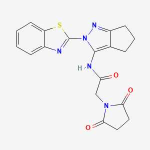 molecular formula C19H17N5O3S B2443463 N-(2-(benzo[d]thiazol-2-yl)-2,4,5,6-tetrahydrocyclopenta[c]pyrazol-3-yl)-2-(2,5-dioxopyrrolidin-1-yl)acetamide CAS No. 1172526-39-4