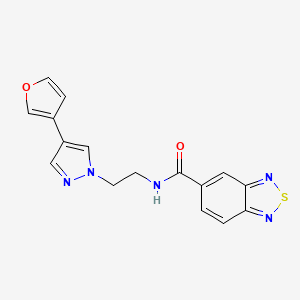 molecular formula C16H13N5O2S B2443485 N-(2-(4-(furan-3-yl)-1H-pyrazol-1-yl)ethyl)benzo[c][1,2,5]thiadiazole-5-carboxamide CAS No. 2034288-53-2