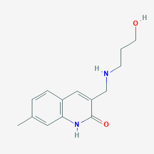 molecular formula C14H18N2O2 B2443491 3-[(3-Hydroxy-propylamino)-methyl]-7-methyl-1H-quinolin-2-one CAS No. 483286-58-4
