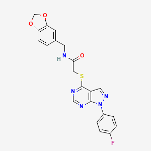 N-(benzo[d][1,3]dioxol-5-ylmethyl)-2-((1-(4-fluorophenyl)-1H-pyrazolo[3,4-d]pyrimidin-4-yl)thio)acetamide