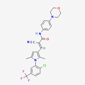 (E)-3-[1-[2-chloro-5-(trifluoromethyl)phenyl]-2,5-dimethylpyrrol-3-yl]-2-cyano-N-(4-morpholin-4-ylphenyl)prop-2-enamide