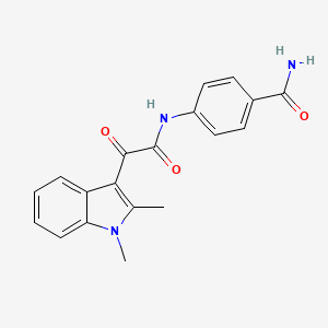 4-(2-(1,2-dimethyl-1H-indol-3-yl)-2-oxoacetamido)benzamide