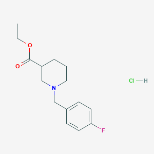 molecular formula C15H21ClFNO2 B2443628 ethyl 1-[(4-fluorophenyl)methyl]piperidine-3-carboxylate hydrochloride CAS No. 1185108-00-2