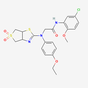 molecular formula C22H24ClN3O5S2 B2443631 N-(5-chloro-2-methoxyphenyl)-2-((5,5-dioxido-3a,4,6,6a-tetrahydrothieno[3,4-d]thiazol-2-yl)(4-ethoxyphenyl)amino)acetamide CAS No. 866844-54-4
