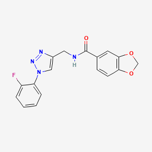 molecular formula C17H13FN4O3 B2443643 N-{[1-(2-fluorophenyl)-1H-1,2,3-triazol-4-yl]methyl}-2H-1,3-benzodioxole-5-carboxamide CAS No. 2380056-93-7