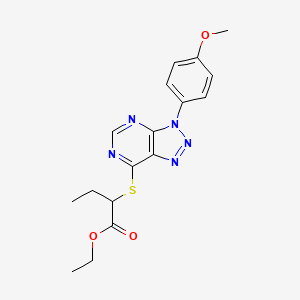 molecular formula C17H19N5O3S B2443660 ethyl 2-((3-(4-methoxyphenyl)-3H-[1,2,3]triazolo[4,5-d]pyrimidin-7-yl)thio)butanoate CAS No. 863500-92-9