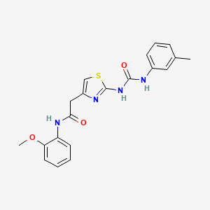 molecular formula C20H20N4O3S B2443694 N-(2-methoxyphenyl)-2-(2-(3-(m-tolyl)ureido)thiazol-4-yl)acetamide CAS No. 921466-54-8