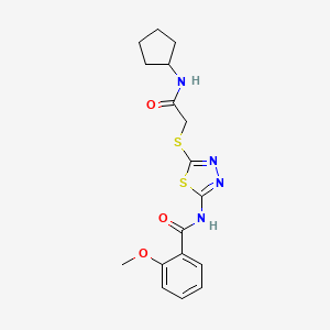 molecular formula C17H20N4O3S2 B2443711 N-(5-{[(cyclopentylcarbamoyl)methyl]sulfanyl}-1,3,4-thiadiazol-2-yl)-2-methoxybenzamide CAS No. 893128-45-5