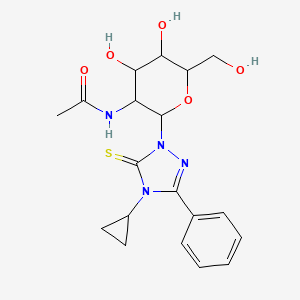 N-(2-(4-cyclopropyl-3-phenyl-5-thioxo-4,5-dihydro-1H-1,2,4-triazol-1-yl)-4,5-dihydroxy-6-(hydroxymethyl)tetrahydro-2H-pyran-3-yl)acetamide