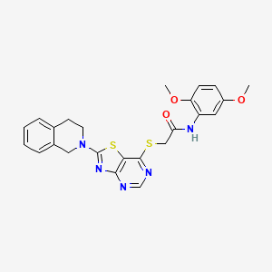 molecular formula C24H23N5O3S2 B2443719 N-(2,5-dimethoxyphenyl)-2-{[2-(1,2,3,4-tetrahydroisoquinolin-2-yl)-[1,3]thiazolo[4,5-d]pyrimidin-7-yl]sulfanyl}acetamide CAS No. 1189983-46-7