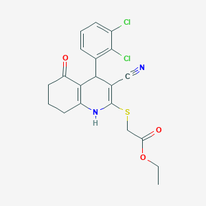 molecular formula C20H18Cl2N2O3S B2443756 Ethyl {[3-cyano-4-(2,3-dichlorophenyl)-5-oxo-1,4,5,6,7,8-hexahydroquinolin-2-yl]sulfanyl}acetate CAS No. 488717-28-8