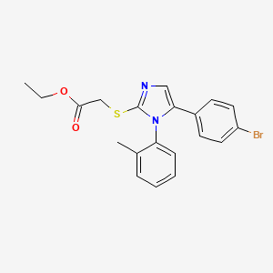 molecular formula C20H19BrN2O2S B2443808 ethyl 2-((5-(4-bromophenyl)-1-(o-tolyl)-1H-imidazol-2-yl)thio)acetate CAS No. 1207043-78-4