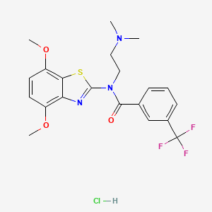 molecular formula C21H23ClF3N3O3S B2443835 N-(4,7-dimethoxybenzo[d]thiazol-2-yl)-N-(2-(dimethylamino)ethyl)-3-(trifluoromethyl)benzamide hydrochloride CAS No. 1215502-99-0