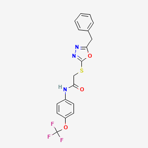 molecular formula C18H14F3N3O3S B2443875 2-[(5-benzyl-1,3,4-oxadiazol-2-yl)sulfanyl]-N-[4-(trifluoromethoxy)phenyl]acetamide CAS No. 948541-55-7