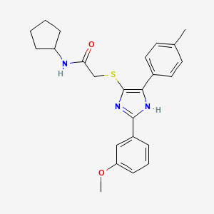 molecular formula C24H27N3O2S B2443878 N-CYCLOPENTYL-2-{[2-(3-METHOXYPHENYL)-5-(4-METHYLPHENYL)-1H-IMIDAZOL-4-YL]SULFANYL}ACETAMIDE CAS No. 901258-07-9
