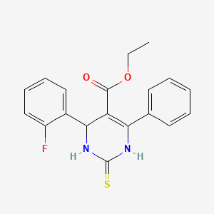 molecular formula C19H17FN2O2S B2443884 Ethyl 4-(2-fluorophenyl)-6-phenyl-2-thioxo-1,2,3,4-tetrahydropyrimidine-5-carboxylate CAS No. 374104-61-7