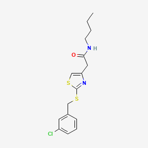 molecular formula C16H19ClN2OS2 B2443896 N-butyl-2-(2-((3-chlorobenzyl)thio)thiazol-4-yl)acetamide CAS No. 954242-42-3