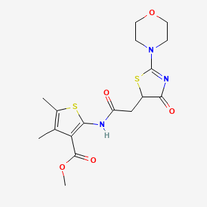 molecular formula C17H21N3O5S2 B2443903 Methyl 4,5-dimethyl-2-(2-(2-morpholino-4-oxo-4,5-dihydrothiazol-5-yl)acetamido)thiophene-3-carboxylate CAS No. 1010903-43-1