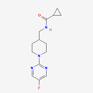 molecular formula C14H19FN4O B2443907 N-((1-(5-fluoropyrimidin-2-yl)piperidin-4-yl)methyl)cyclopropanecarboxamide CAS No. 2034470-33-0