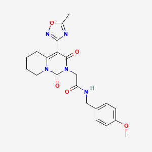 molecular formula C21H23N5O5 B2443917 N-(4-methoxybenzyl)-2-[4-(5-methyl-1,2,4-oxadiazol-3-yl)-1,3-dioxo-5,6,7,8-tetrahydro-1H-pyrido[1,2-c]pyrimidin-2(3H)-yl]acetamide CAS No. 1775308-43-4