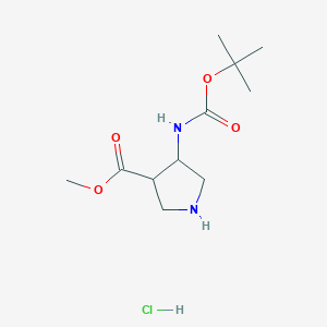 molecular formula C11H21ClN2O4 B2443928 methyl 4-{[(tert-butoxy)carbonyl]amino}pyrrolidine-3-carboxylate hydrochloride CAS No. 2171902-24-0