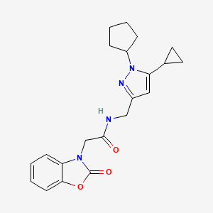 N-((1-cyclopentyl-5-cyclopropyl-1H-pyrazol-3-yl)methyl)-2-(2-oxobenzo[d]oxazol-3(2H)-yl)acetamide