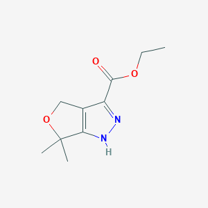 molecular formula C10H14N2O3 B2443957 ethyl 6,6-dimethyl-1H,4H,6H-furo[3,4-c]pyrazole-3-carboxylate CAS No. 2225141-91-1