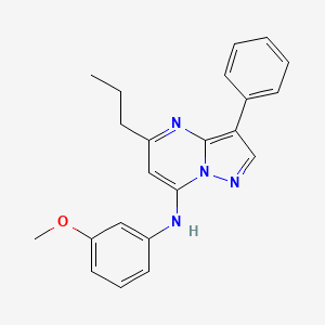 molecular formula C22H22N4O B2443964 N-(3-methoxyphenyl)-3-phenyl-5-propylpyrazolo[1,5-a]pyrimidin-7-amine CAS No. 890627-86-8